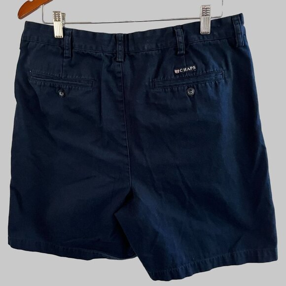 Chaps Stretch Cargo Shorts Mens 36 Navy‎ Blue Cotton Pleated Slash Pockets - Picture 2 of 7